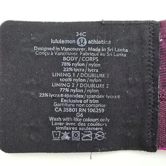 2 Lululemon Womens High Impact Sport Bras Lot 34C Wireless Athletic 106259